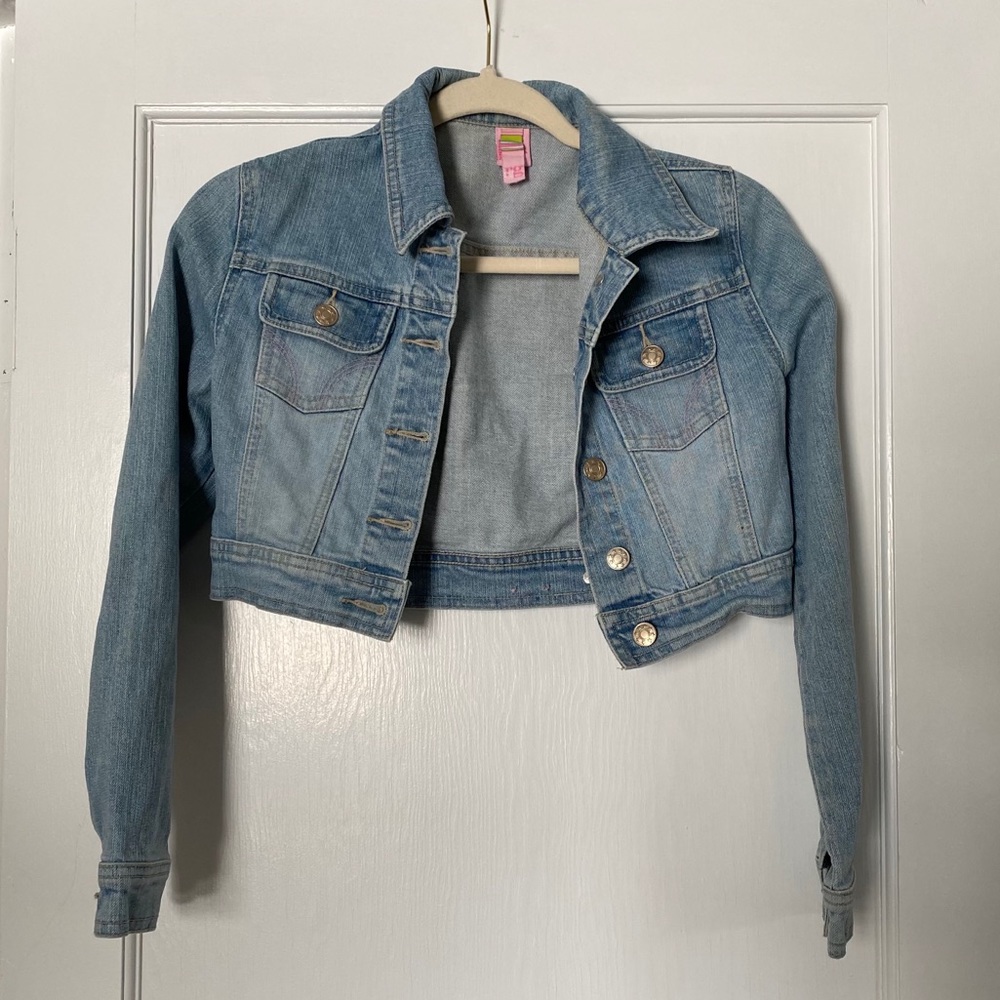 Retro RAVE GIRL 90s cropped denim jacket!